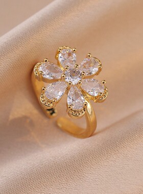 手链女 日韩风时尚简约气质手链个性气质太阳花锆石旋转简洁手镯