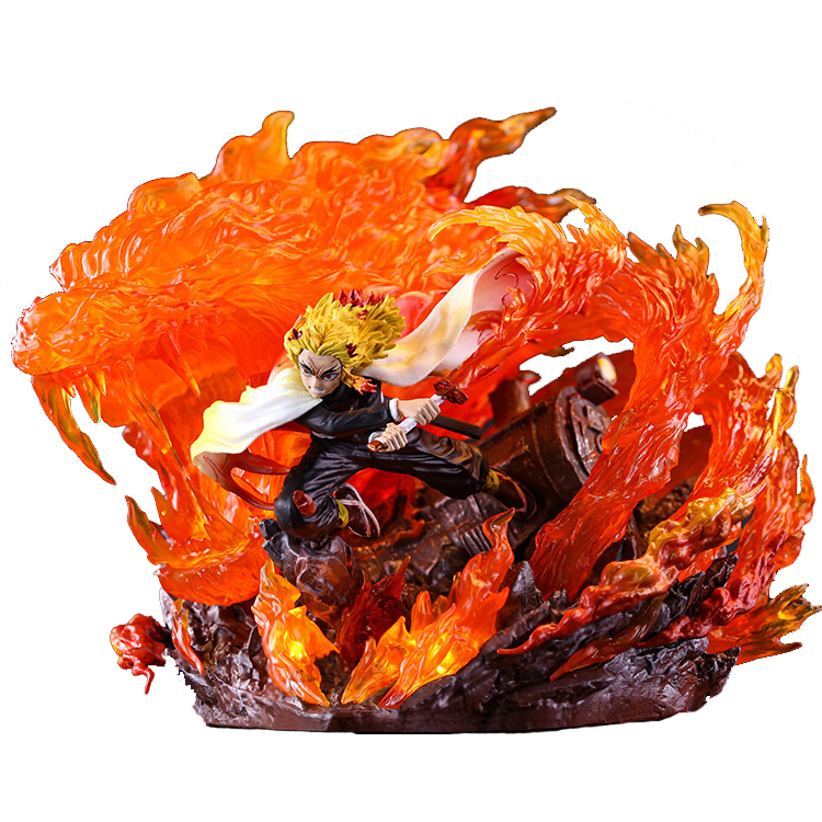 kube酷比二次元鬼灭之刃杏寿郎大哥炎之呼吸五之型炎虎手办27cm高 - 图3