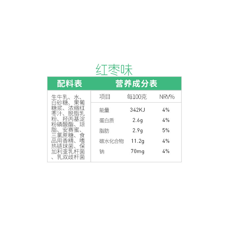 伊利红枣风味发酵乳学生营养早餐奶 旭福食品酸奶