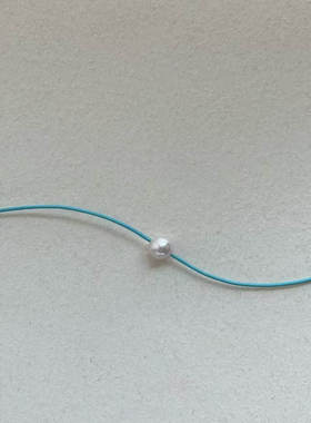 S925银蓝色牛皮绳项链手链套装