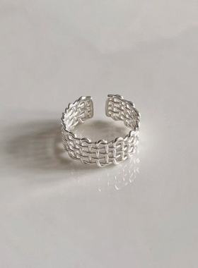 S925银宽面开口戒指女简约