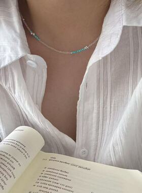 S925银新中式松石白水晶项链