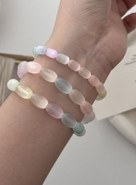 眼观S925银透气彩虹石膏石手链