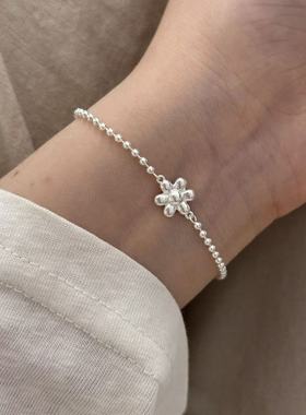S925银韩版极简风花朵串珠手链