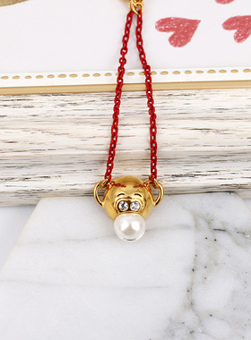 韩配饰珍珠可爱小猴子手链女红色精品手链百搭时尚特价全新