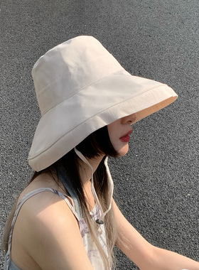 防晒女遮阳帽遮脸太阳帽渔夫帽