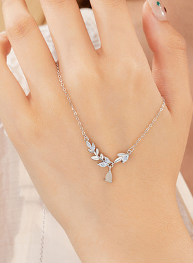 穗穗平安纯银925项链女时尚百搭款和田玉月桂锁骨链ins风麦穗