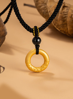 祥云如意平安扣足银999项链新中式国潮紧箍圈编织项绳ins风吊坠