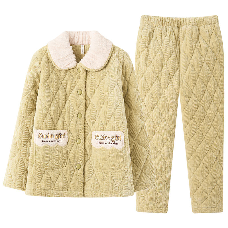 2025年新款芬腾秋冬季夹棉睡衣女款珊瑚绒三层加厚保暖长裤家居服,淘宝优惠券,粉丝福利购,淘宝优惠卷