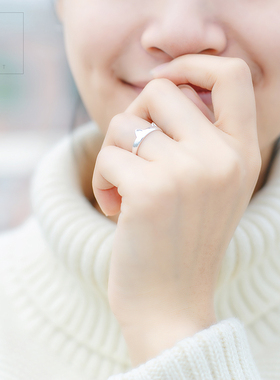 原创猫咪戒指925纯银开口戒指指环萌宠森系可爱猫耳朵戒指