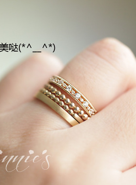 S925纯银镀14K金黄金罗马风镂空精致钻通勤款戒指闺蜜女日系指环