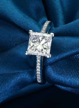 莫桑石纯银60分公主正方钻石80分