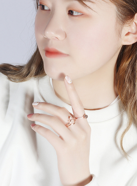 戒指女ins网红同款纯银皇冠520情人节礼物送女友情侣投影食指对戒