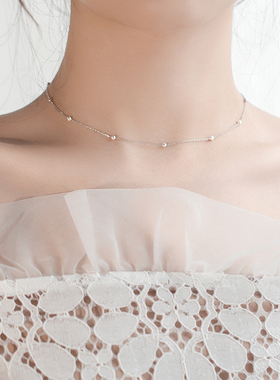 纯银颈链女短款项链小众锁骨链网红非纯银ins简约气质脖子饰品