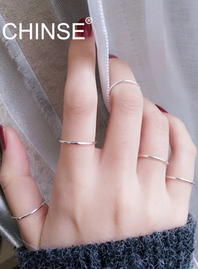 纯银关节学生光面食指尾戒
