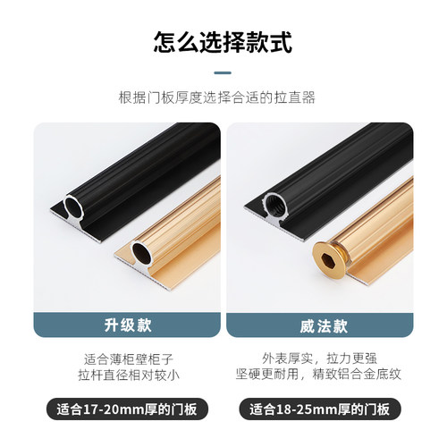 衣柜门拉直器防变形威法VF款加厚矫正调直铝合金压条门板带防尘盖 - 图3