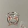 Girls' heart-breaking pink love ring female ins niche advanced opening adjustable index finger ring bestie ring