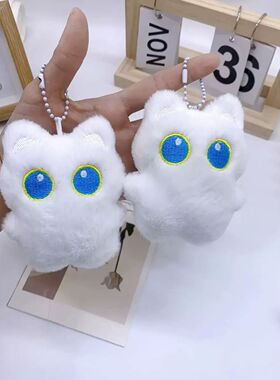 爆款大眼黑猫毛绒玩偶公仔挂件可爱吱吱叫黑色小猫包包钥匙扣挂饰