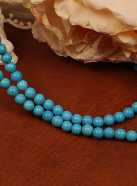 蓝色松石双层叠戴毛衣链