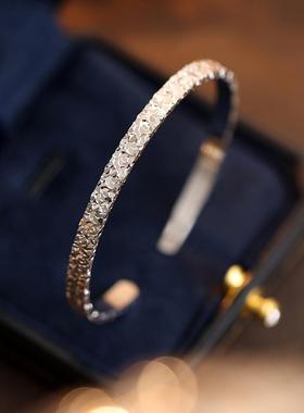 S925银爆闪碎冰冰女手镯