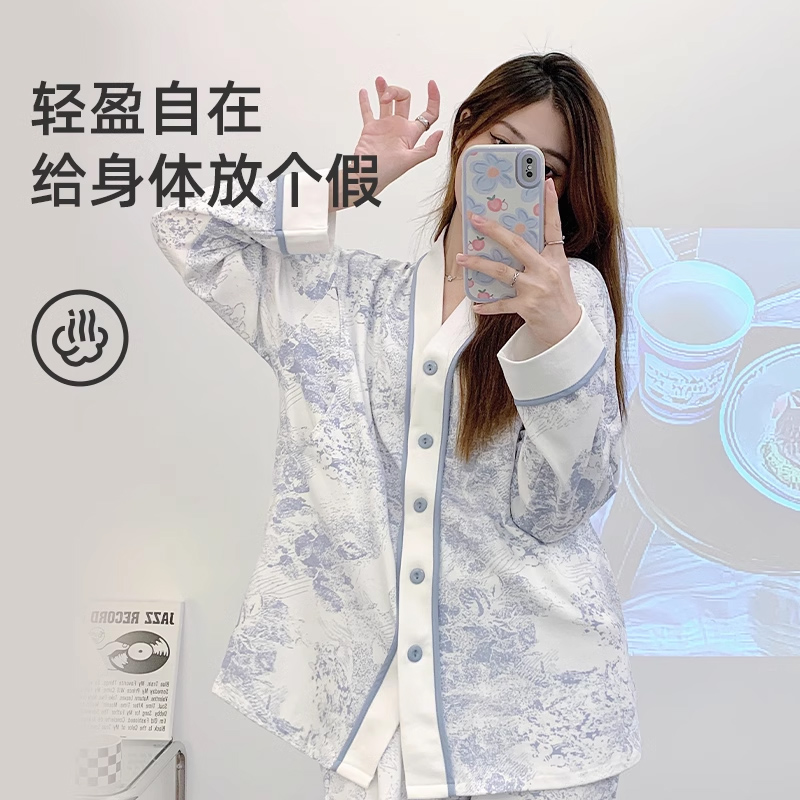 月子服夏季纯棉薄款2023产后哺乳喂奶产妇睡衣套装孕妇家居服夏装