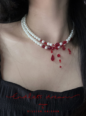 Pinku女万圣节暗黑珍珠项链