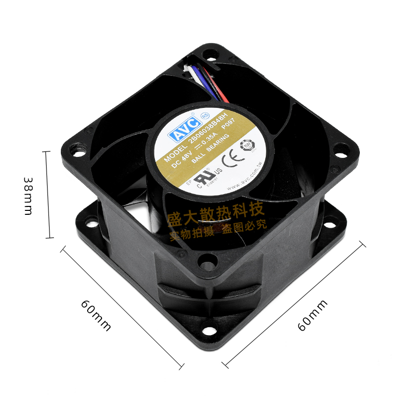 2B06038B48H 6038 48V 0.35A 4线PWM调速高转速双滚珠散热风扇AVC-图2