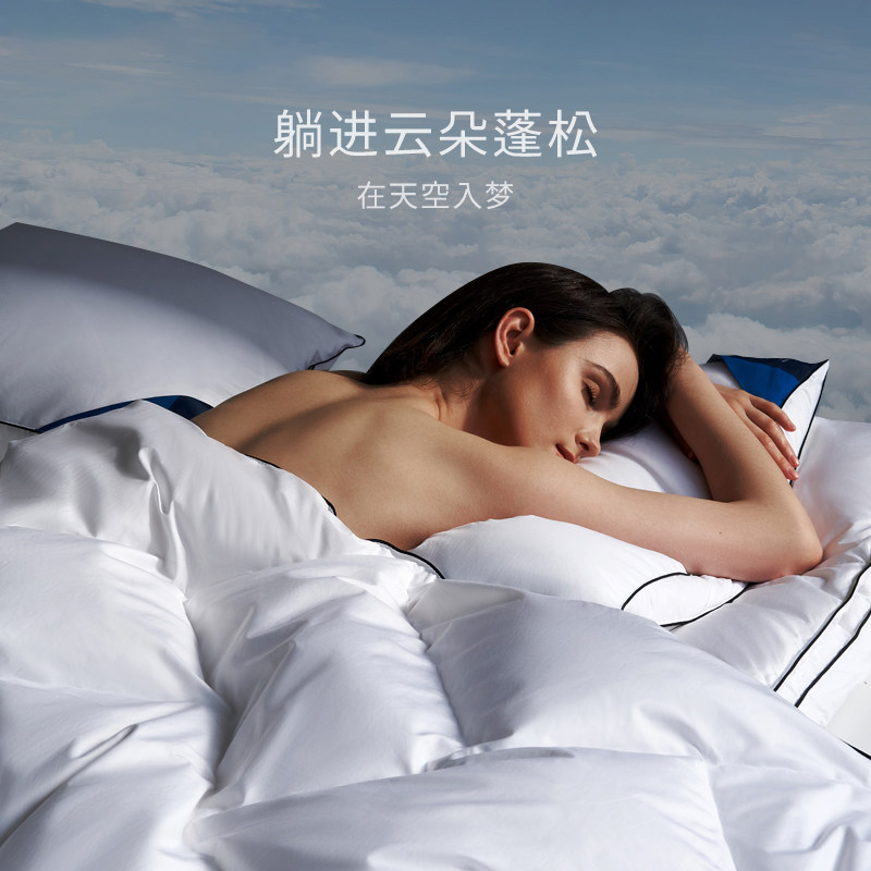 希尔顿官方酒店95白鹅绒枕头蓬松枕芯羽绒枕成人护颈椎睡枕成人,淘宝优惠券,粉丝福利购,淘宝优惠卷