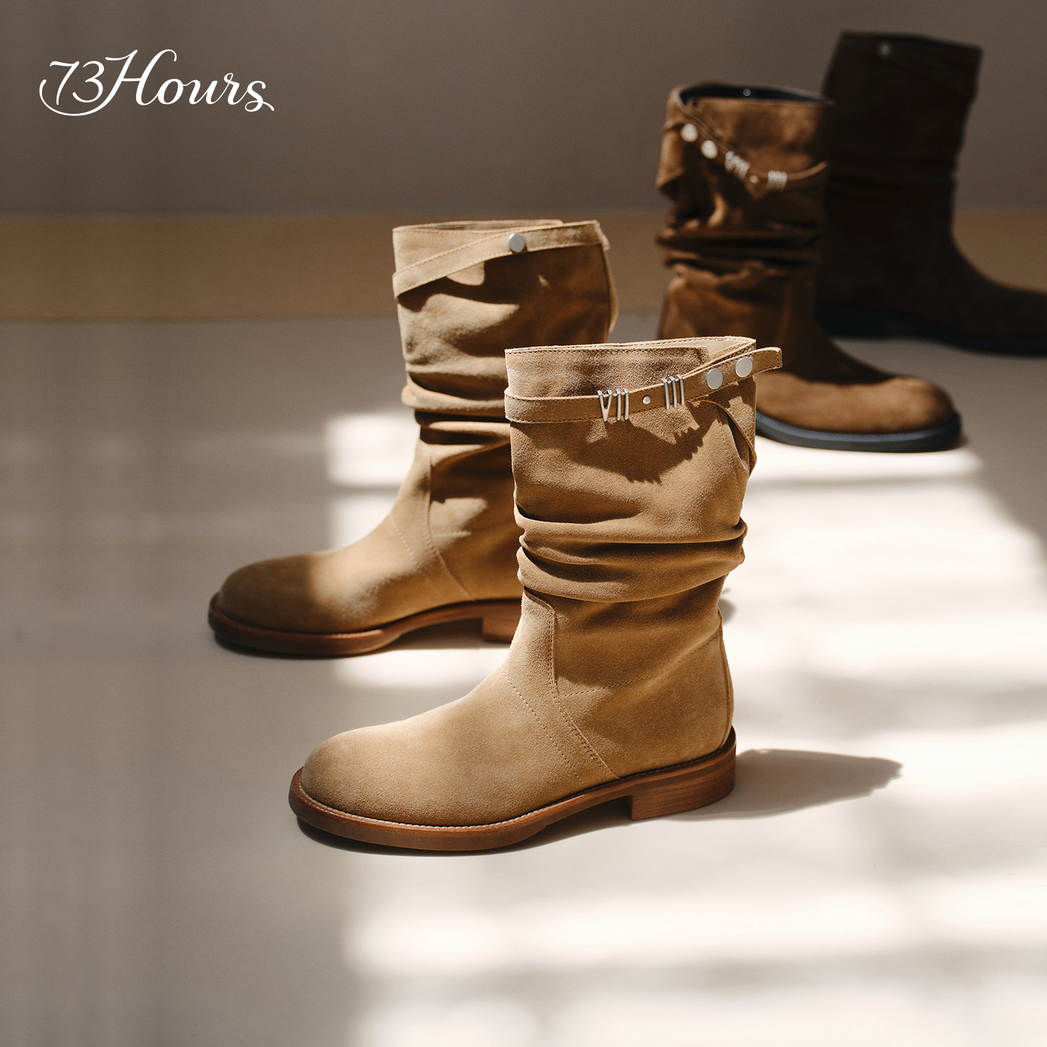 73hours女鞋游牧骑士2025冬季新款尖头牛仔西部靴美拉德堆堆靴女,淘宝优惠券,粉丝福利购,淘宝优惠卷
