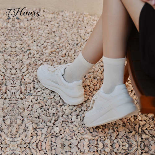 73hours女鞋长腿滤镜秋季新款时尚小白鞋板鞋厚底增高运动休闲鞋 - 图3