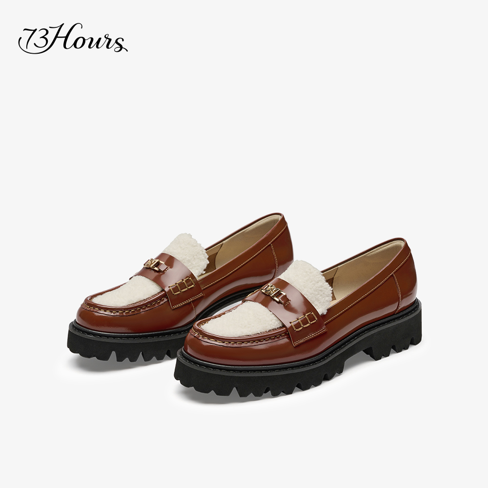 73hours女鞋榛果卷棕色复古时髦毛绒圆头厚底乐福鞋,淘宝优惠券,粉丝福利购,淘宝优惠卷