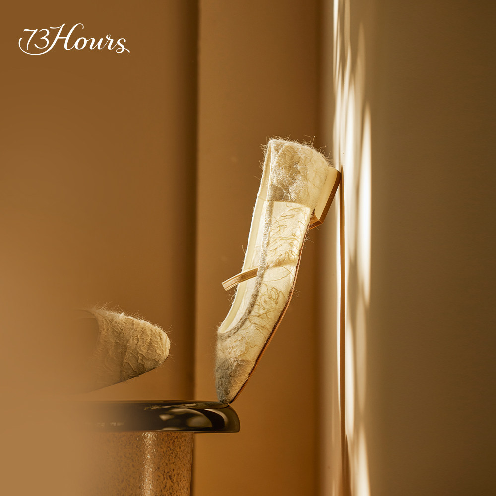 73hours女鞋奶油樱花秋季新款蕾丝尖头玛丽珍鞋女气质舒适平底鞋,淘宝优惠券,粉丝福利购,淘宝优惠卷