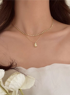 珍珠项链女轻奢小众锁骨链蛇骨链