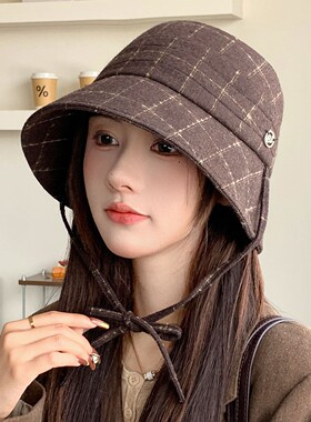 渔夫帽女秋冬季毛呢盆帽女防风
