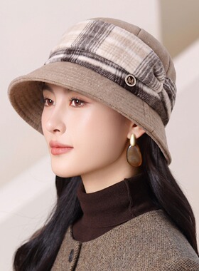 中老年人保暖加绒厚盆帽女秋冬