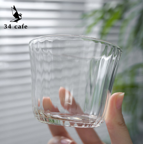 dirty玻璃杯猪口杯美式手冲品鉴玻璃杯澳白咖啡杯竖纹阿芙加朵杯 - 图2