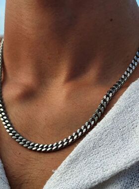 3/5/7/9mm Thick Cuban Chain Necklaces for Men Women,Simple M