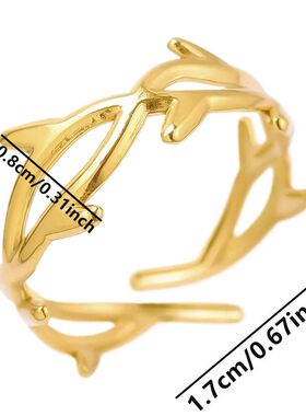 Thistles Thorns Open Adjustable Stainless Steel Rings For Wo