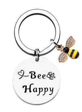 Cute Teacher Bee Happy Key Ring Sweet Key Chains DIY Jewelry