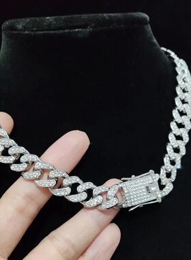 Men Women Hip hop Iced Out Bling Chain Necklace 13mm width M