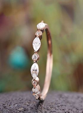 Chic Thin Rings with Cubic Zirconia for Women Simple Stylish