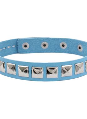 New Black Women Punk PU Leather Square Rivets Choker Collar