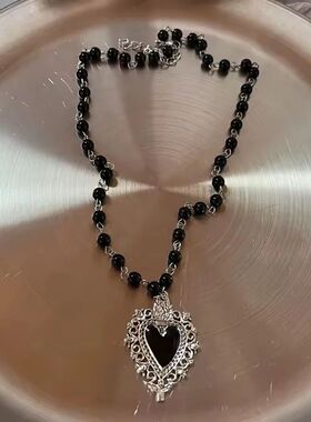Y2K Gothic Peach Heart Pendant Necklace Trendy Women's Silve