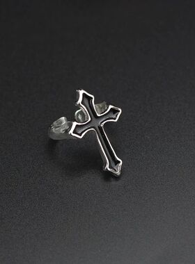 Vintage Black Big Cross Open Ring For Women Party Jewelry Me