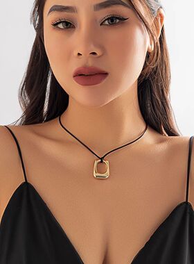 Vintage Black Leather Braid Wax Cord Chain Necklace for Wome