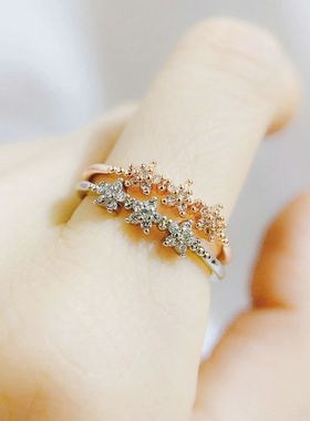 Dainty Rings For Women Special 3 Stars Cubic Zircon Rose Gol