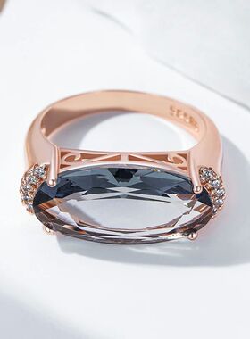 Hot Grey Big Oval Wedding Rings For Women Trend 585 Rose Gol