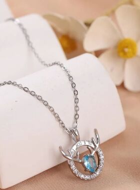 Fashionable Blue Antler Pendant Necklace Personalized And Ve