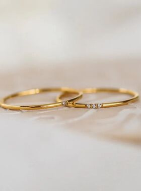 1mm stainless steel Cubic Zirconia Thin Finger Ring Fashion