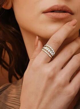 New Gold Plated fourPc set Rings For Women Geometric Trendy